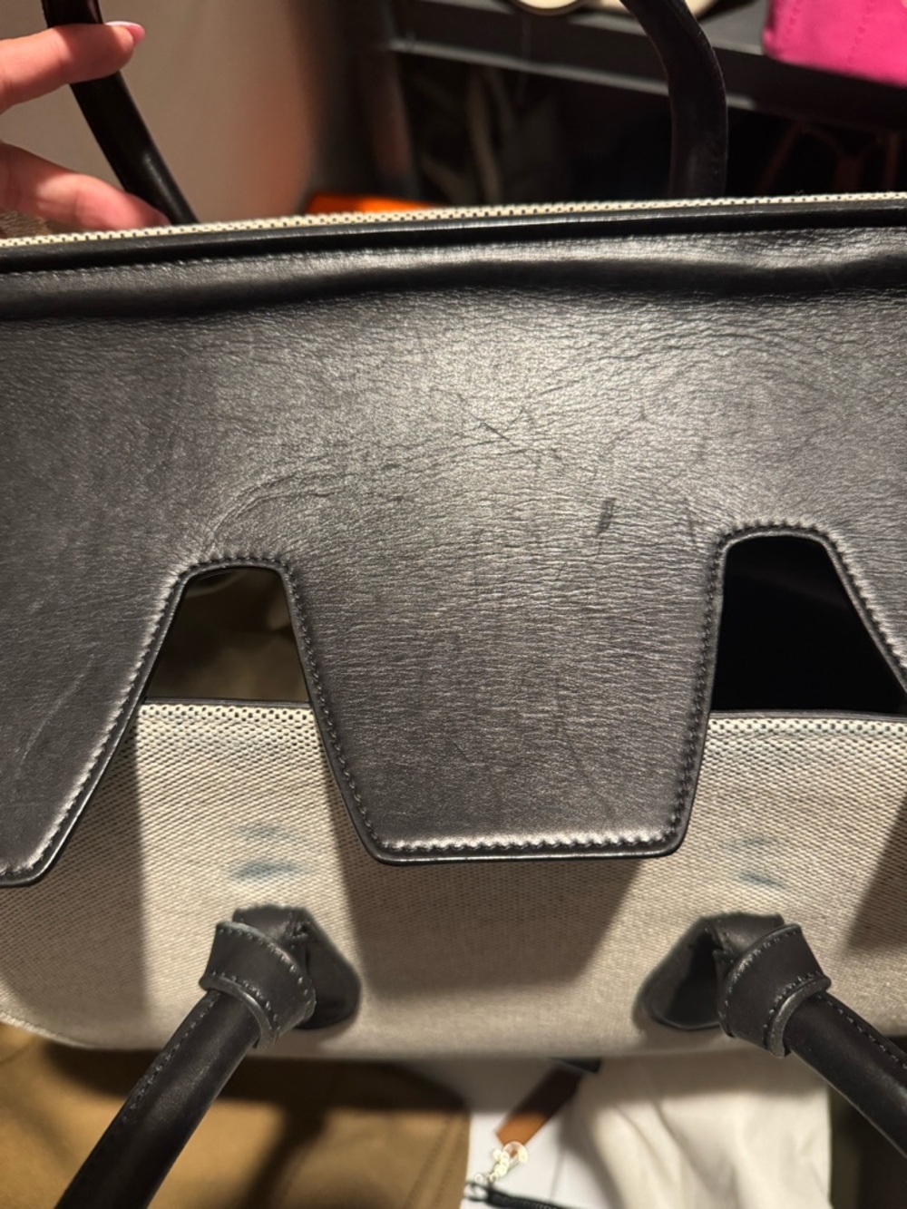Celine Black/Cream Canvas and Leather Tie Tote - Picture 10 of 13
